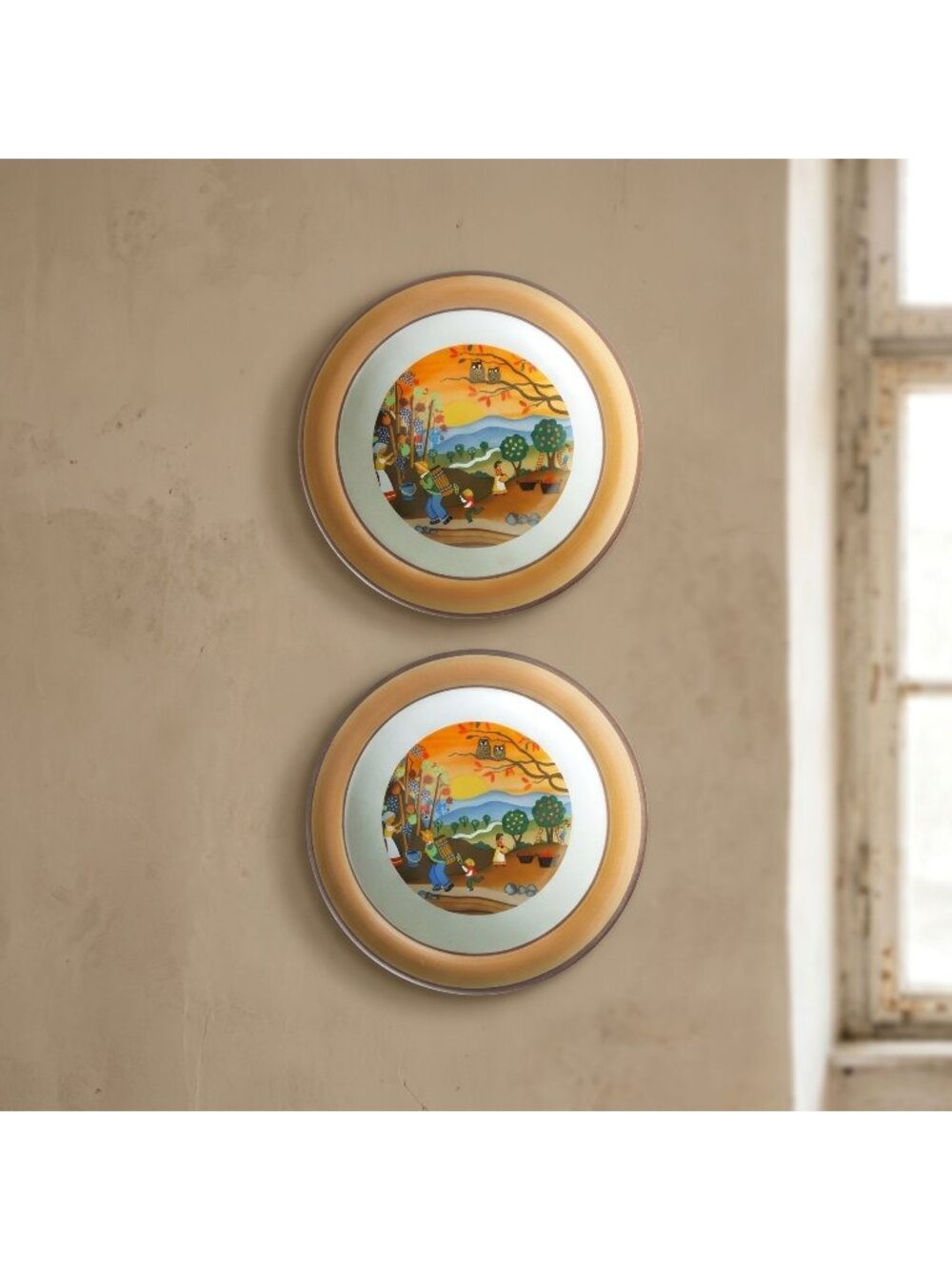 Vintage SMF Schramberg Four Seasons Autumn 2 Plates Barbara Fürstenhöfer 6.3"